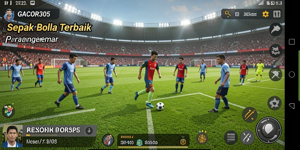 Screenshot GACOR305 menampilkan pemain dalam aksi di lapangan sepak bola.