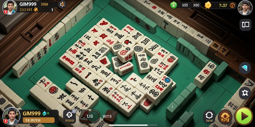 Tampilan gameplay menawan dari GIM999 yang menunjukkan permainan Mahjong.