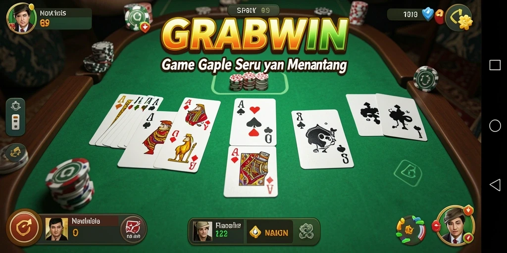 Tampilan gameplay Gaple yang seru di GRABWIN.