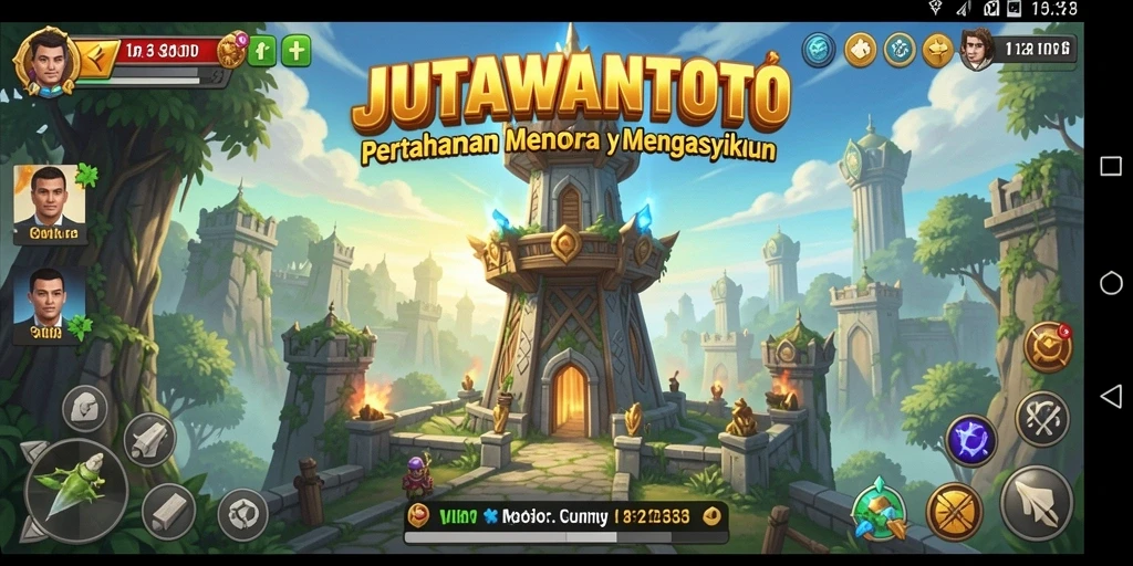 Screenshot gameplay <strong>JUTAWANTOTO</strong> dengan aksi menara bertahan.