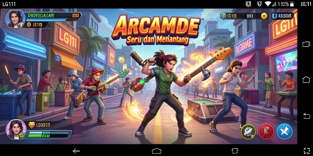 Tampilan gameplay menarik dari LG111 dengan karakter unik dan rintangan menantang.